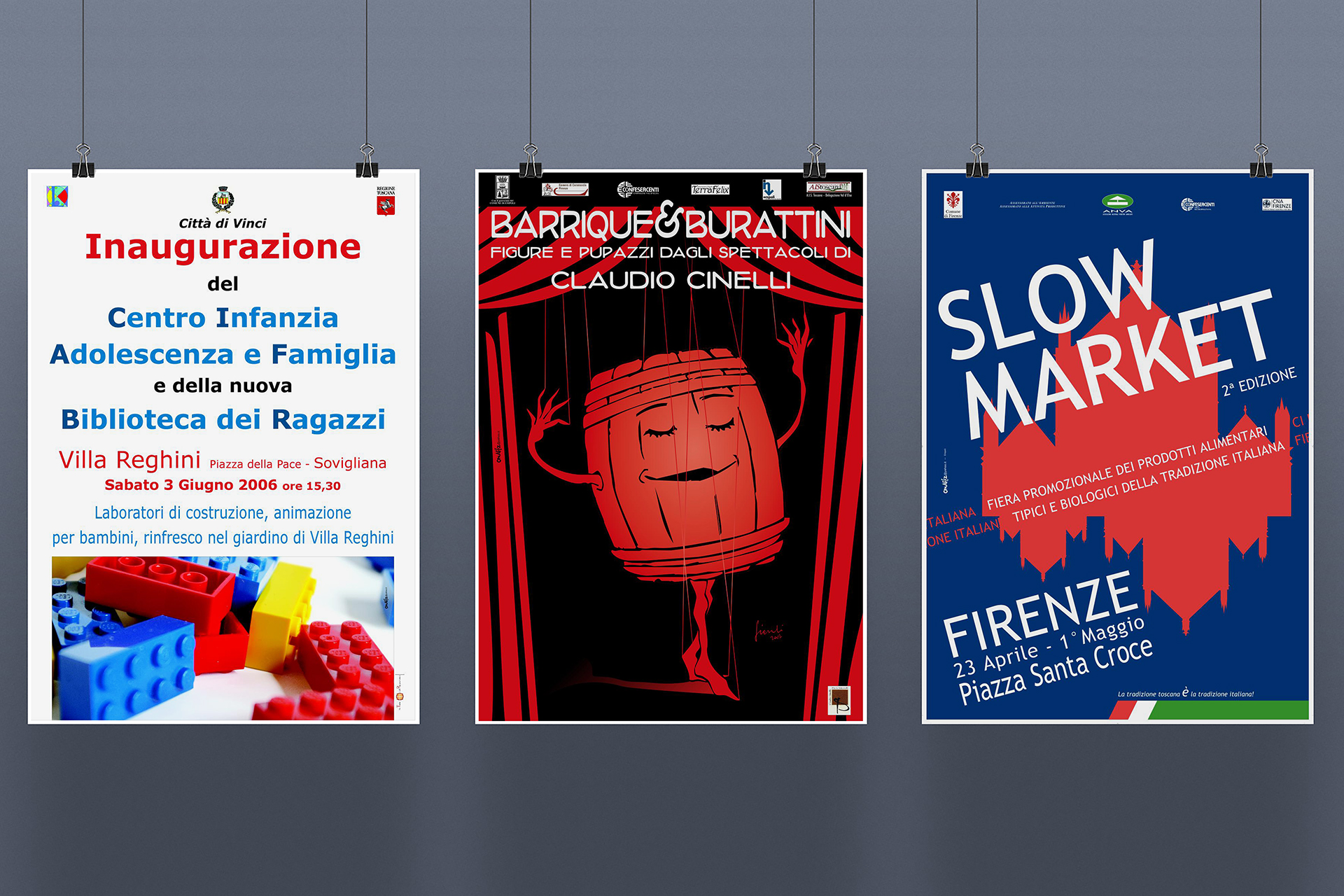 onafez design confesercenti poster adv villa regimi vinci barrique burattini claudio tinelli slow market firenze