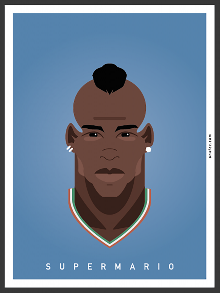 onafez, caricature, balotelli, palo, supermario, calcio, ritratto