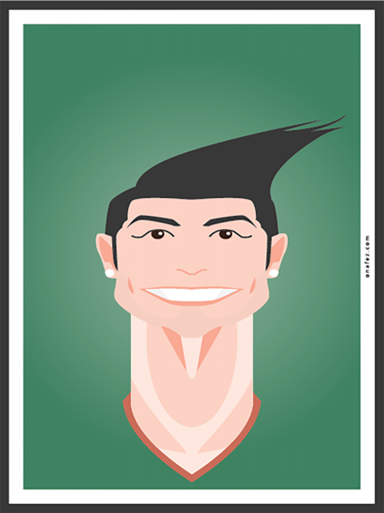 onafez, caricature, cristiano, ronaldo, cr7, calcio, ritratto